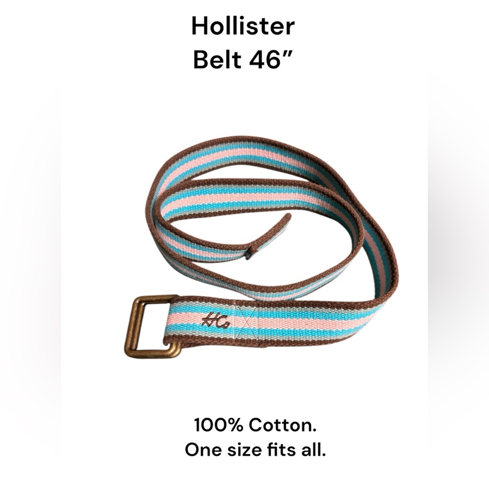 Hollister HCO men’s belt brown/aqua/pink/grey NWT